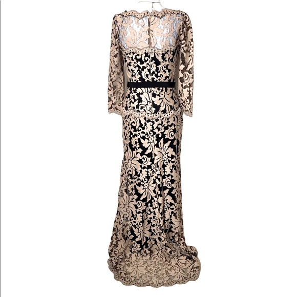 Tadashi Shoji Belted Embroidered Lace Gown - Picture 4 of 16